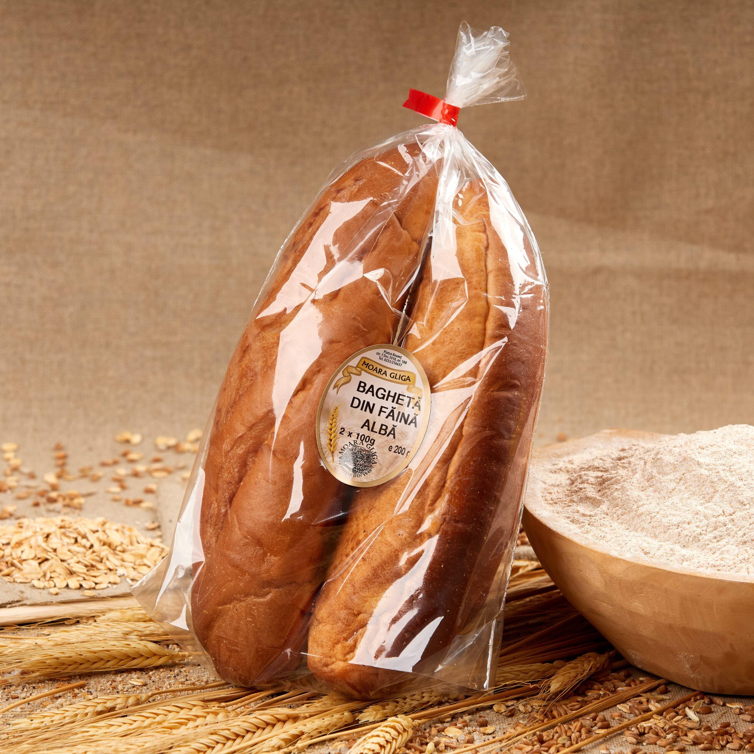 Bagheta din faina alba 2x100 g Moara Gliga Piatra Neamt