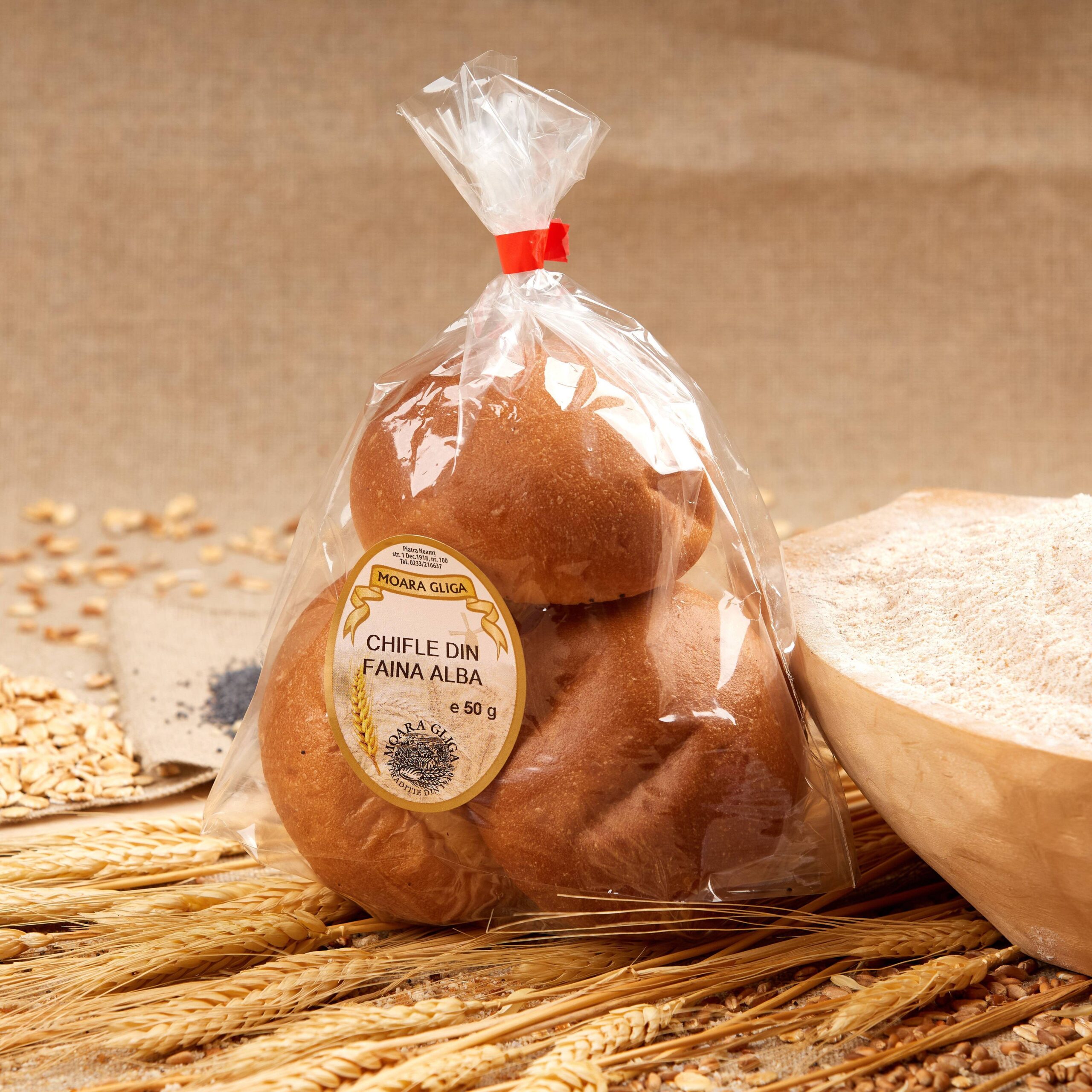 Chifle din faina alba 50 gr Moara Gliga Piatra Neamt