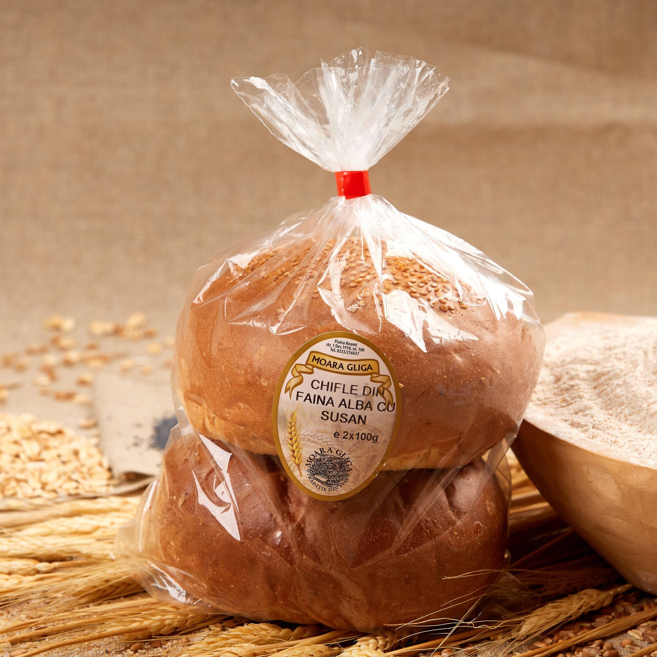 Chifle din faina alba cu susan 2x100 gr Moara Gliga Piatra Neamt